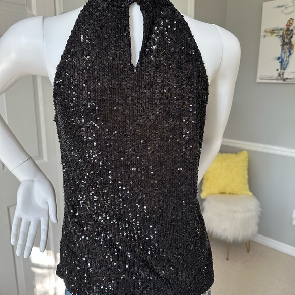 Christian Soriano NY Black Sequined sleeveless top- size Small - Picture 2 of 6